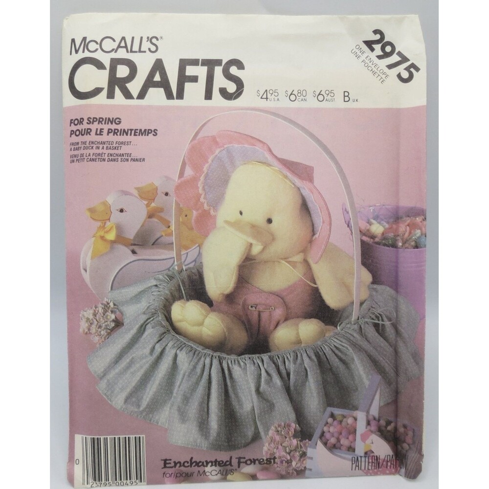 McCall's Crafts 2975 Baby Chick in Basket Stuffed Animal Plush 1980s Spring